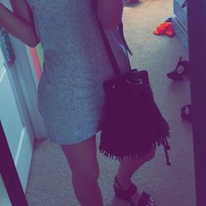 Black shag leather purse